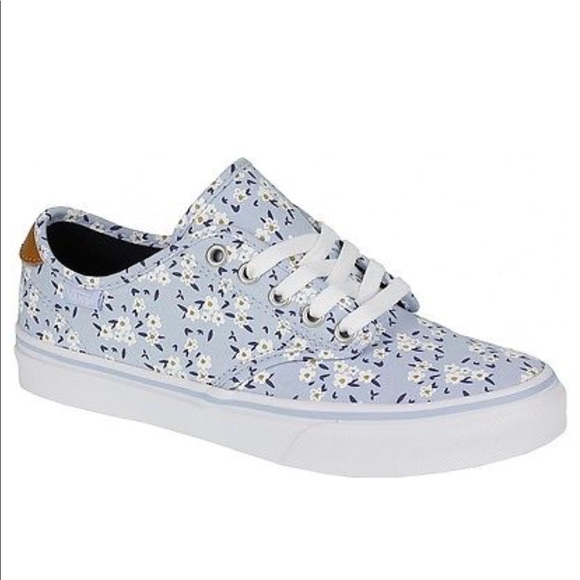 blue vans with flowers